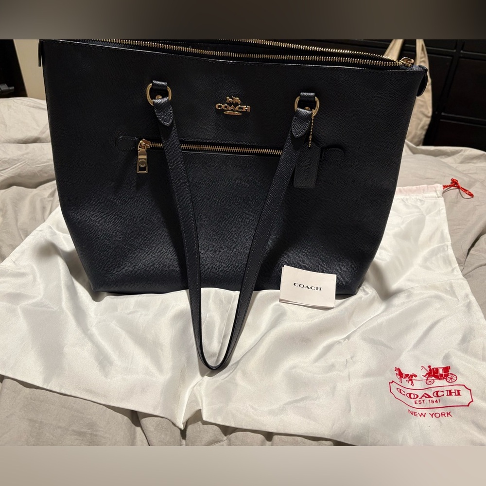 Coach Navy Leather Tote Bag
